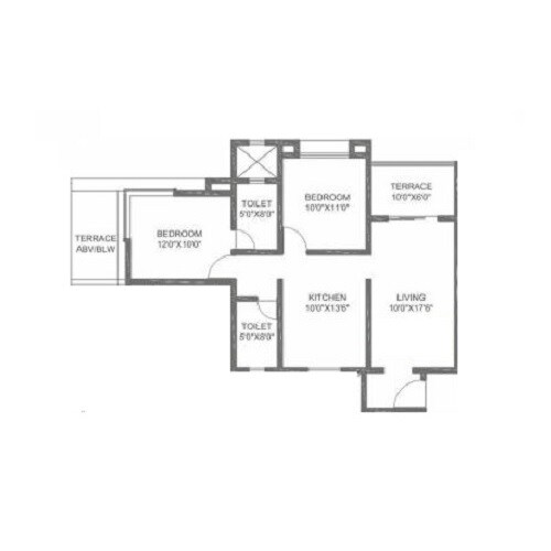 Floor plan of 2 BHK 622 Sq. Ft. Apartment in Kolte Patil Umang Pride, Pune