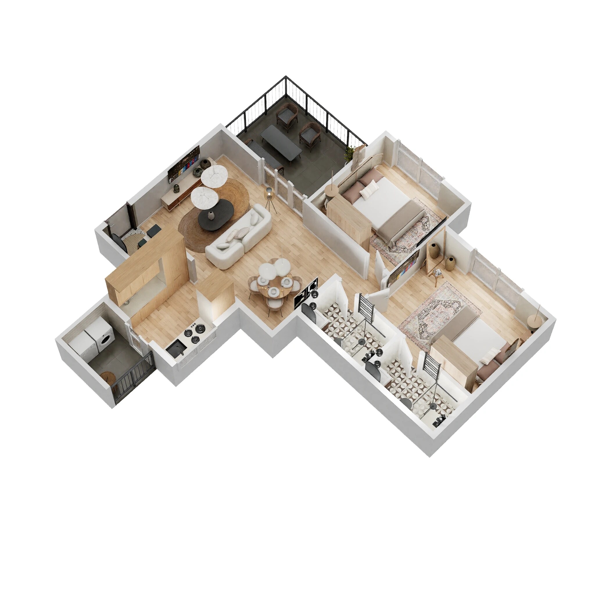 Floor plan of 2 BHK 664 Sq. Ft. Apartment in Kolte Patil Western Avenue, Pune