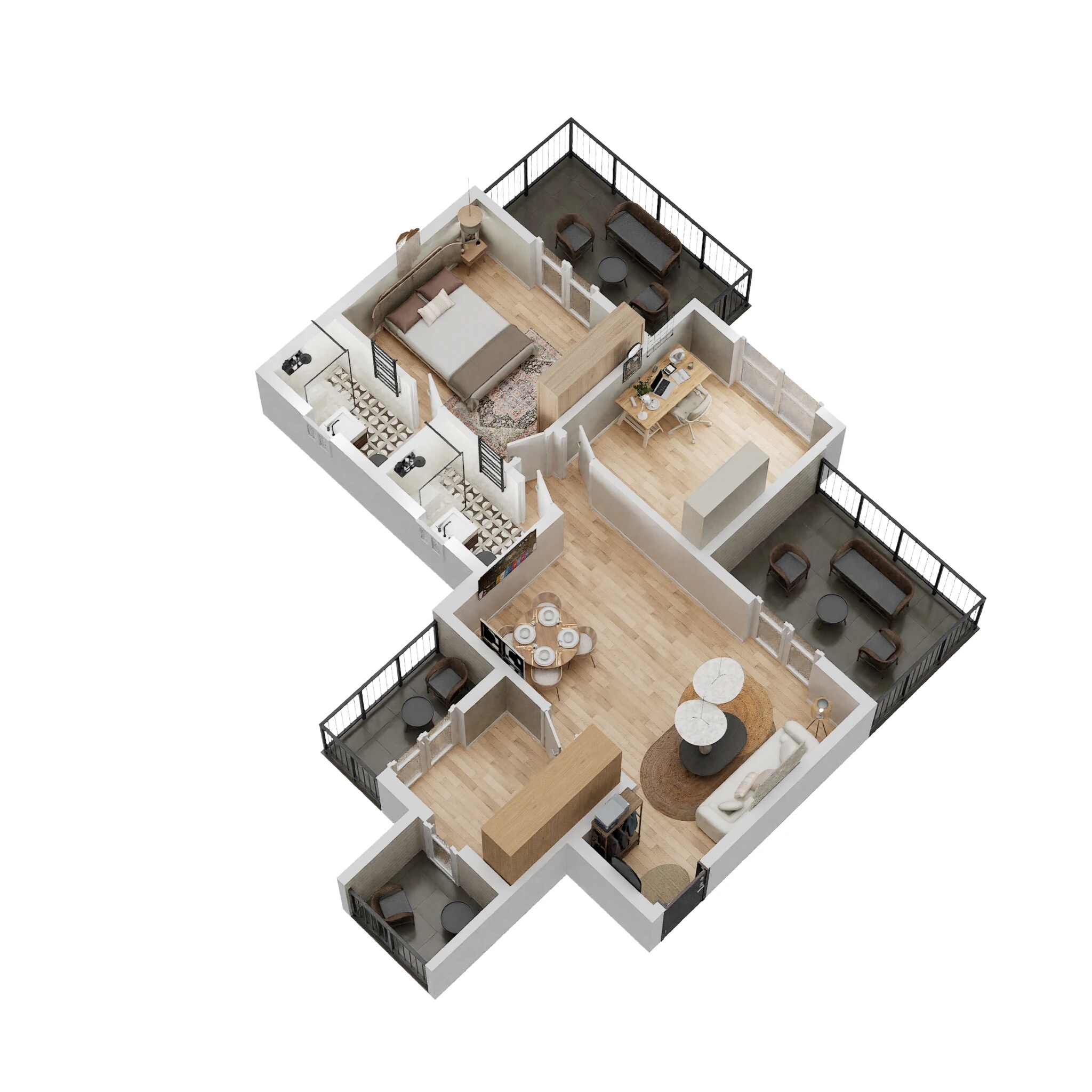 Floor plan of 2 BHK 665 Sq. Ft. Apartment in Kolte Patil Western Avenue, Pune