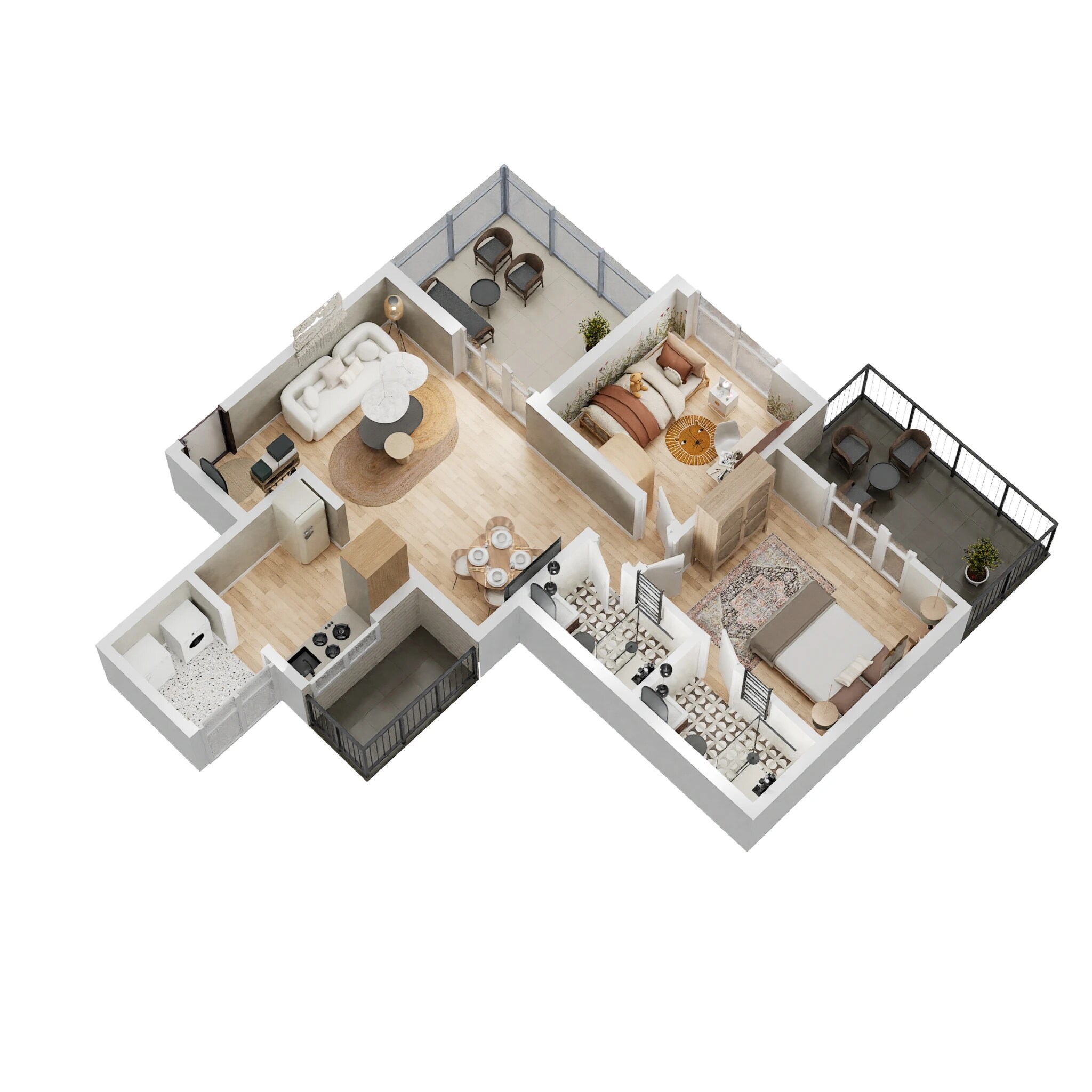 Floor plan of 2 BHK 667 Sq. Ft. Apartment in Kolte Patil Western Avenue, Pune
