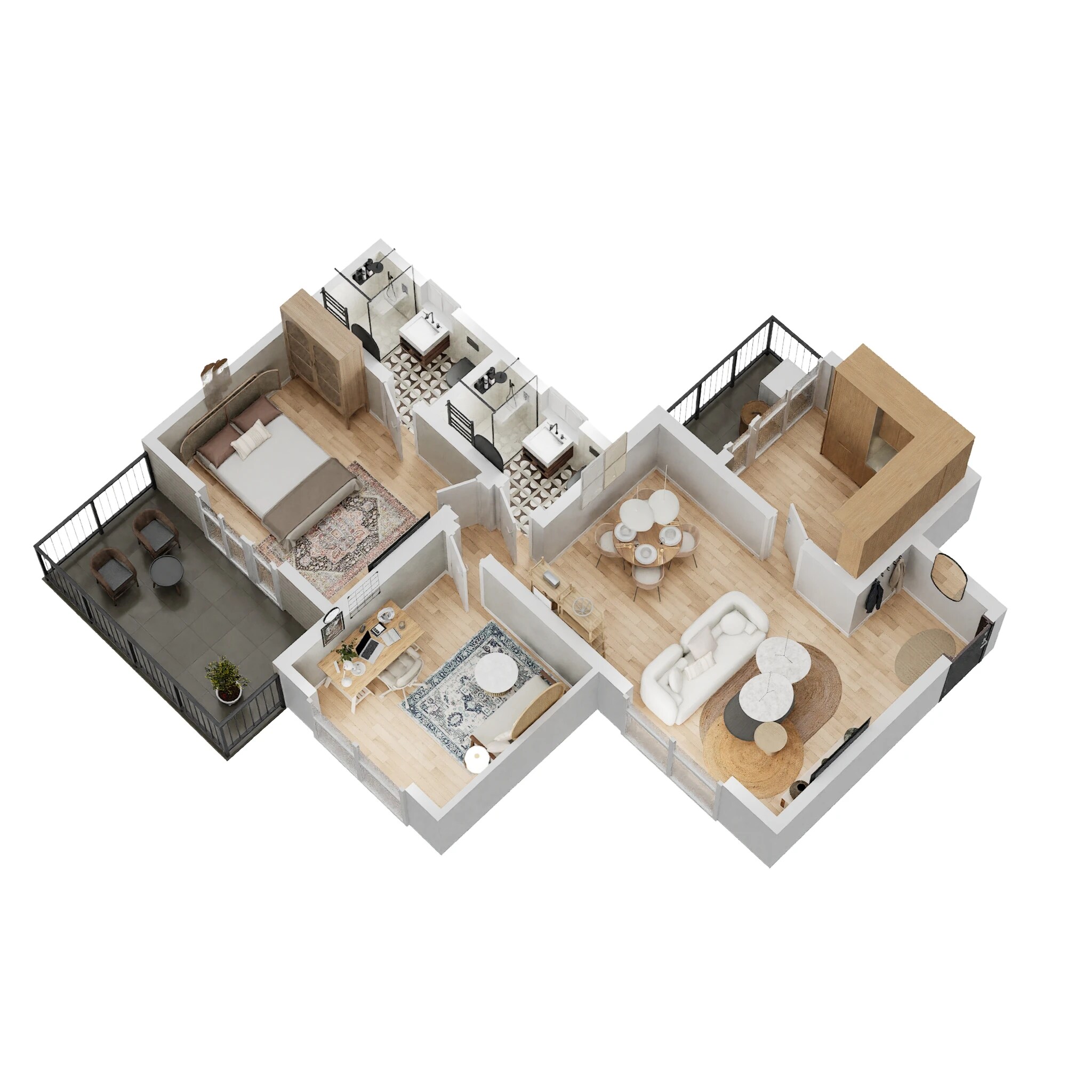 Floor plan of 2 BHK 668 Sq. Ft. Apartment in Kolte Patil Western Avenue, Pune