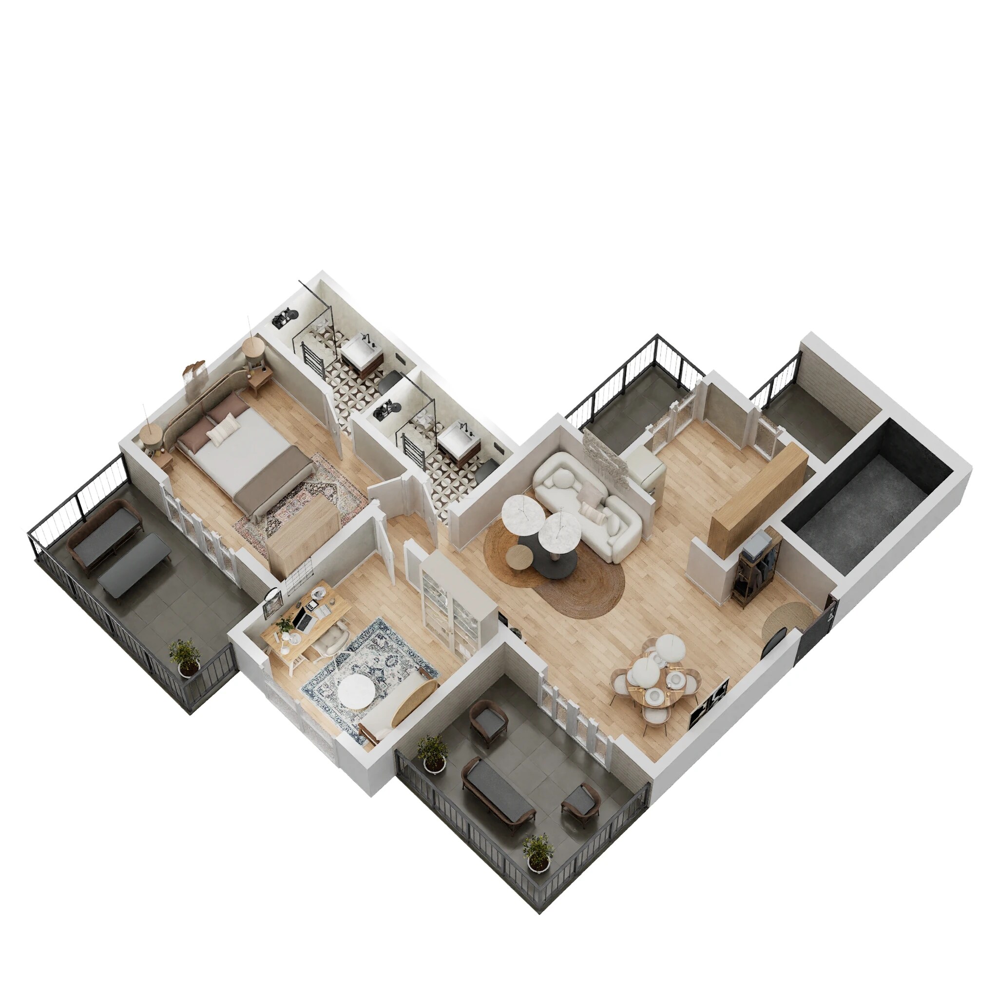 Floor plan of 2 BHK 657 Sq. Ft. Apartment in Kolte Patil Western Avenue, Pune