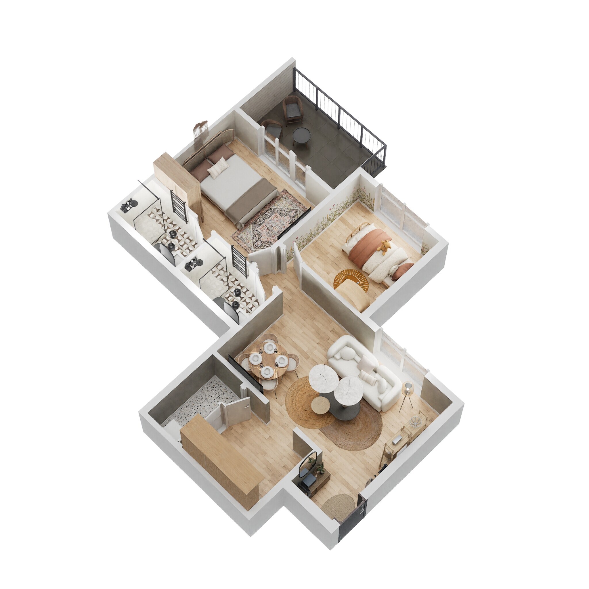 Floor plan of 2 BHK 567 Sq. Ft. Apartment in Kolte Patil Western Avenue, Pune