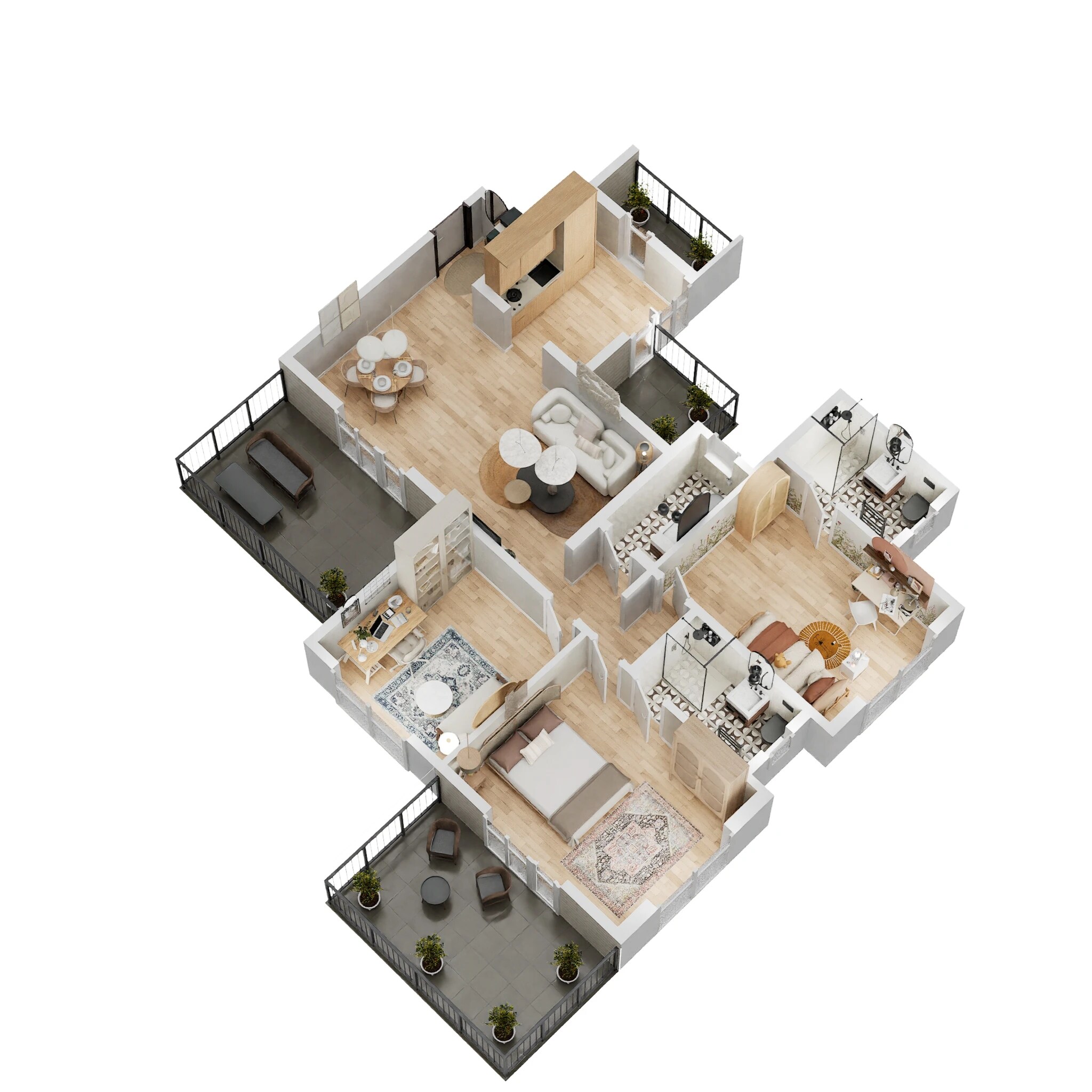Floor plan of 3 BHK 787 Sq. Ft. Apartment in Kolte Patil Western Avenue, Pune