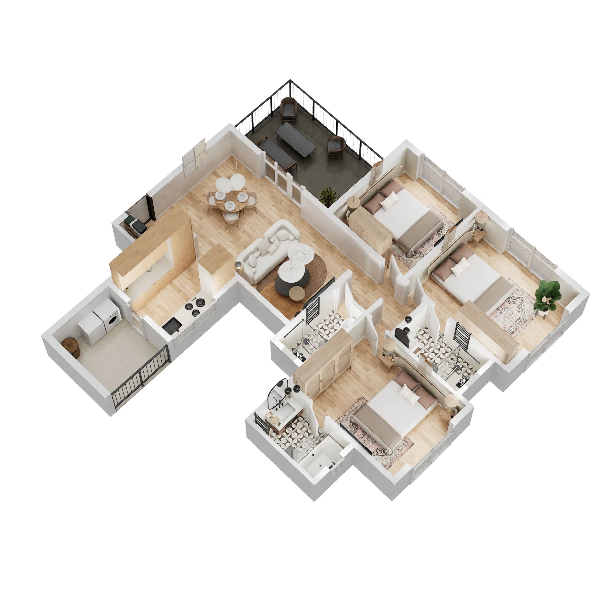 Floor plan of 3 BHK 786 Sq. Ft. Apartment in Kolte Patil Western Avenue, Pune