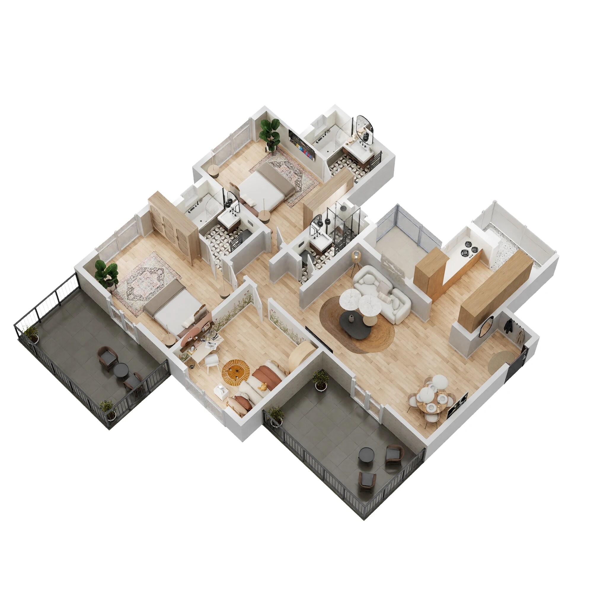 Floor plan of 3 BHK 783 Sq. Ft. Apartment in Kolte Patil Western Avenue, Pune