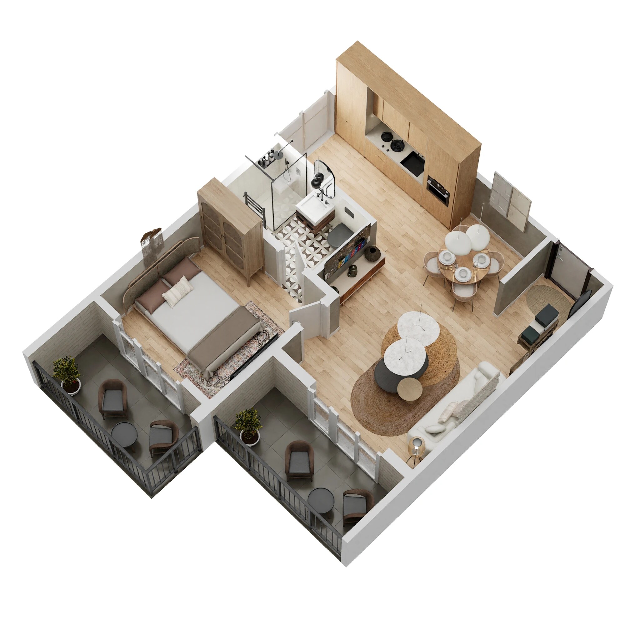Floor plan of 2 BHK Apartment - 388 sq. ft. in Kolte Patil Xenia, Pune