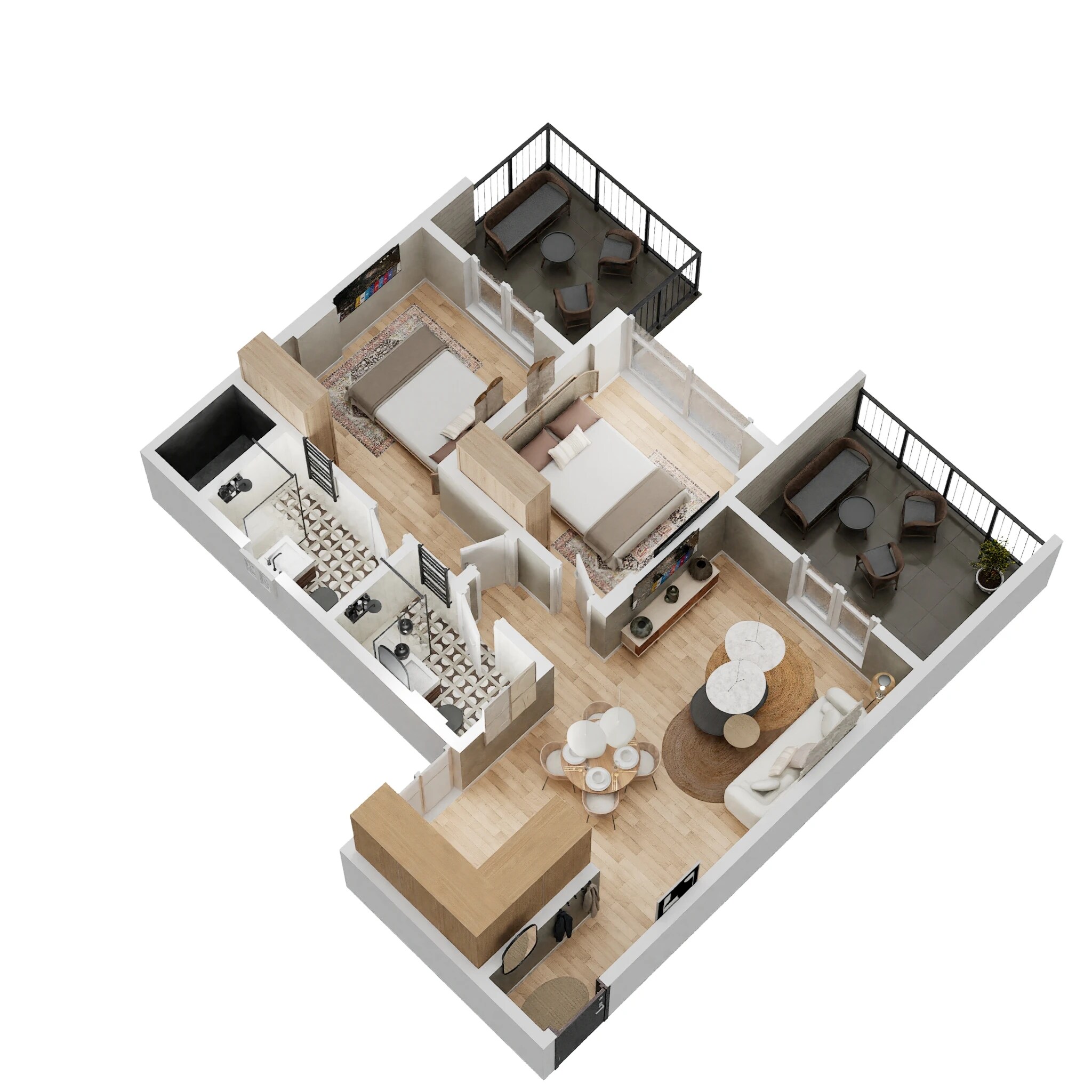 Floor plan of 2 BHK Apartment - 618 sq. ft. in Kolte Patil Xenia, Pune