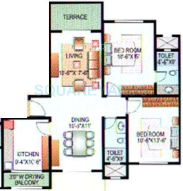 2 BHK 1110 Sq. Ft. Apartment in Konark Indrayu Enclave I