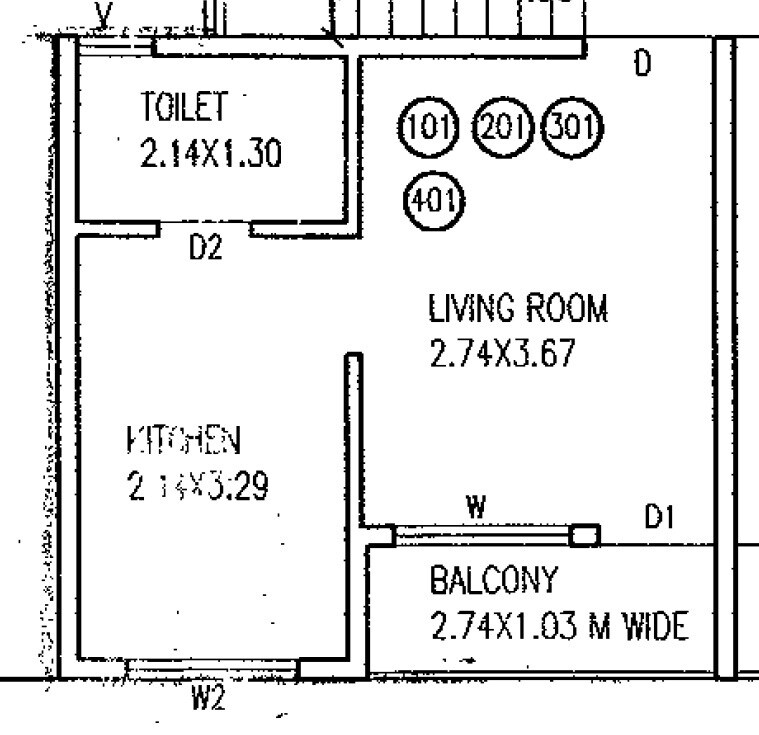 Floor plan of 315 Sq. Ft. Studio in Konark Kamal Narayan Apartments, Pune