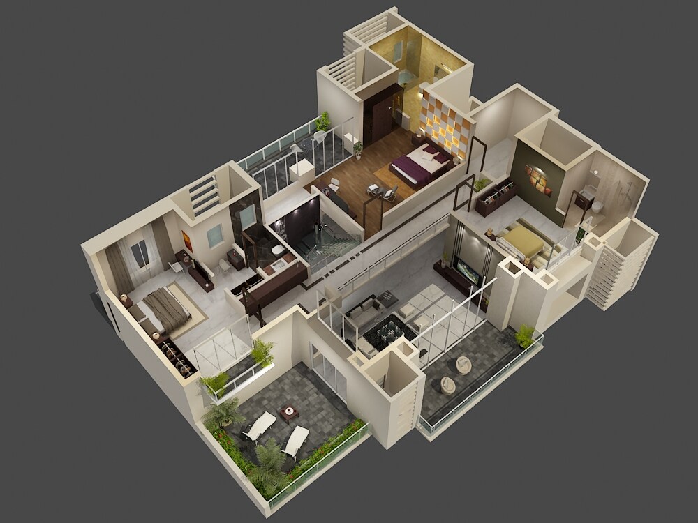 Floor plan of 3 BHK 2395 Sq. Ft. Apartment in Kool Homes Galaxy, Pune