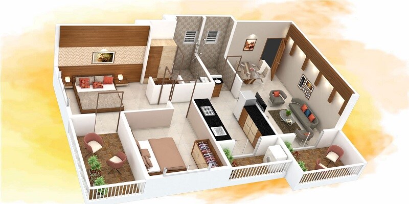 2 BHK 780 Sq. Ft. Apartment