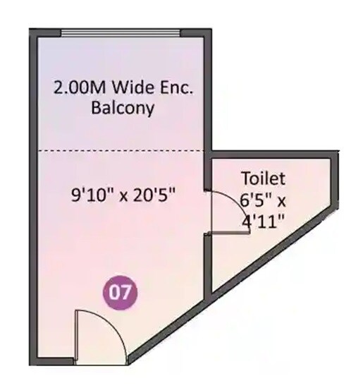 Floor plan of 186 Sq. Ft. Studio in Krisala 41 Commune Wakad, Pune
