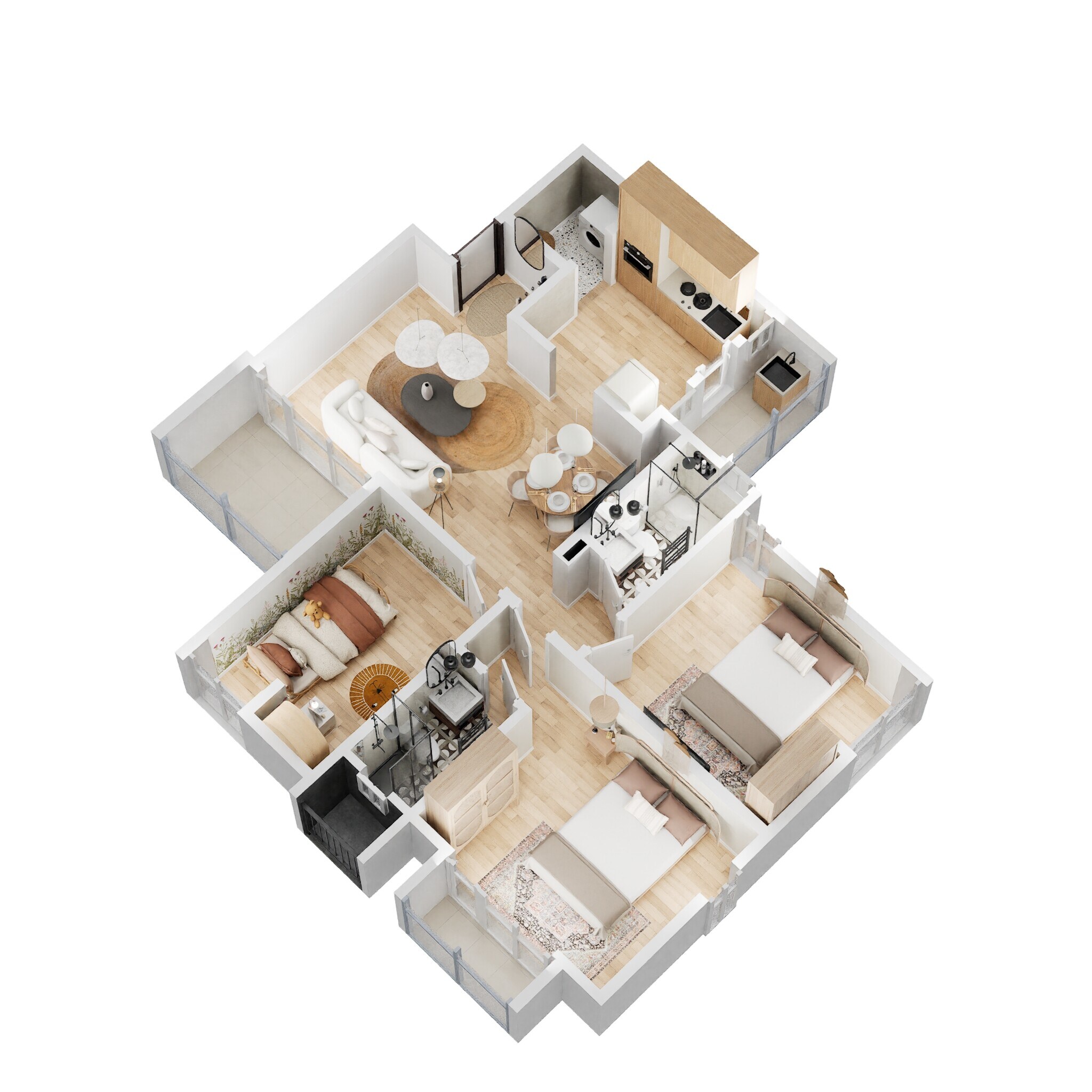 Floor plan of 2 BHK 1022 Sq. Ft. Apartment in Krisala 41 Cosmo, Pune