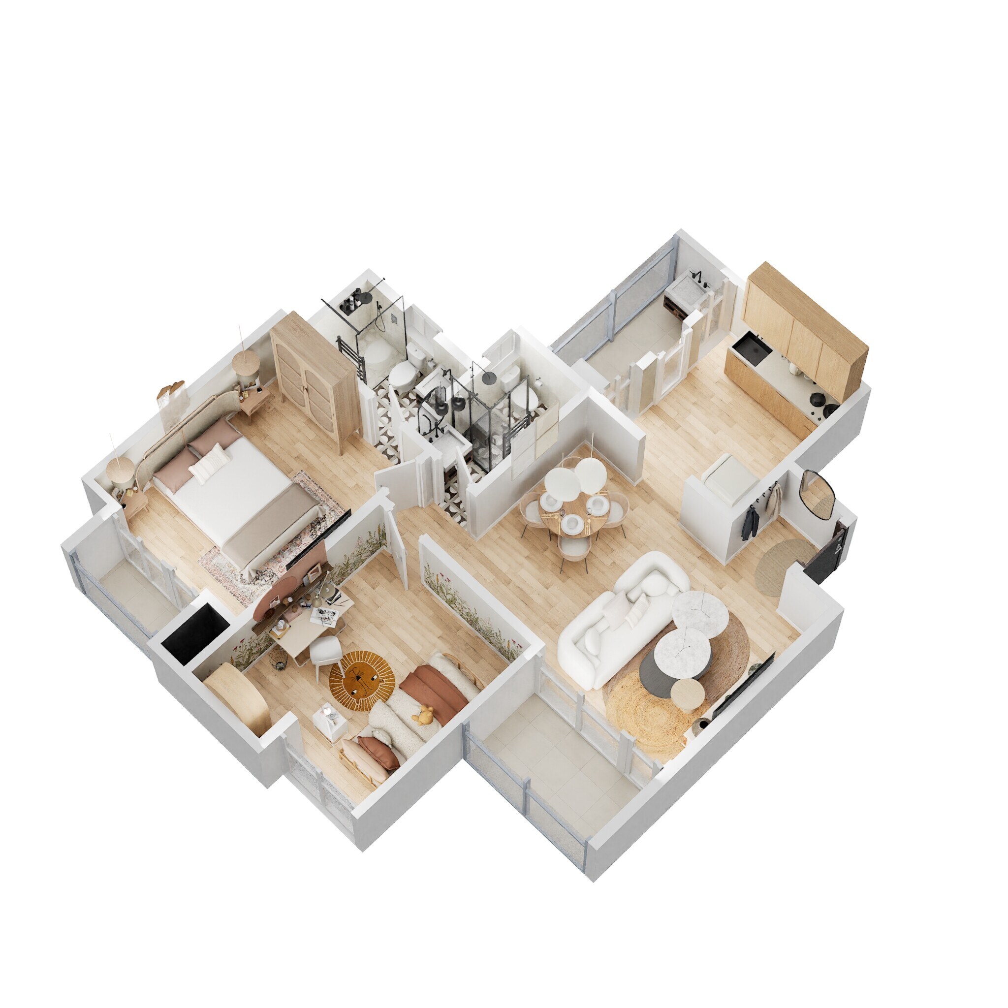 Floor plan of 2 BHK 602 Sq. Ft. Apartment in Krisala 41 Cosmo, Pune