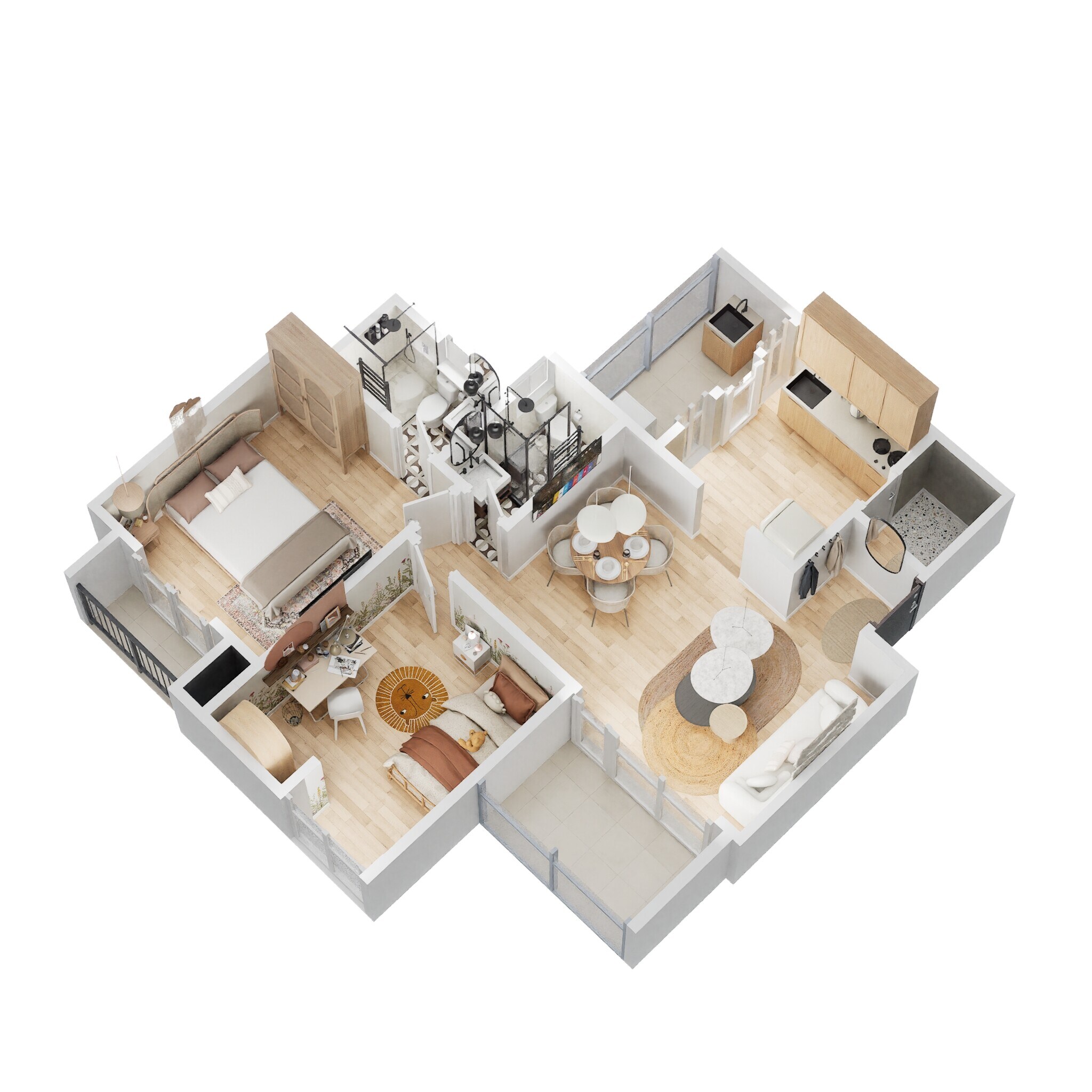 Floor plan of 2 BHK 738 Sq. Ft. Apartment in Krisala 41 Cosmo, Pune