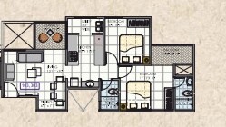 Floor plan of 2 BHK 655 Sq. Ft. Apartment in Krisala 41 Earth, Pune