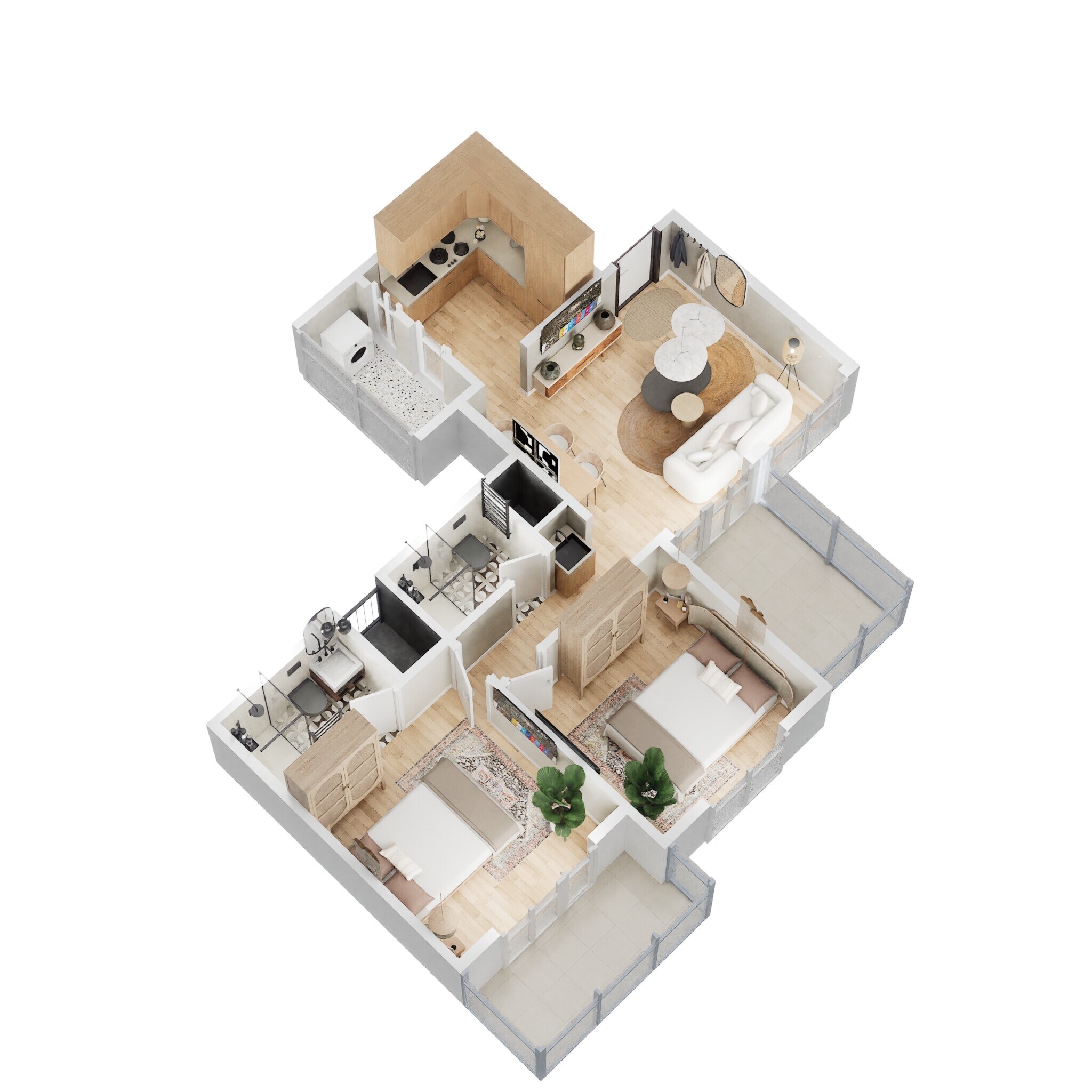 Floor plan of 2 BHK 831 Sq. Ft. Apartment in Krisala 41 Elite 2, Pune
