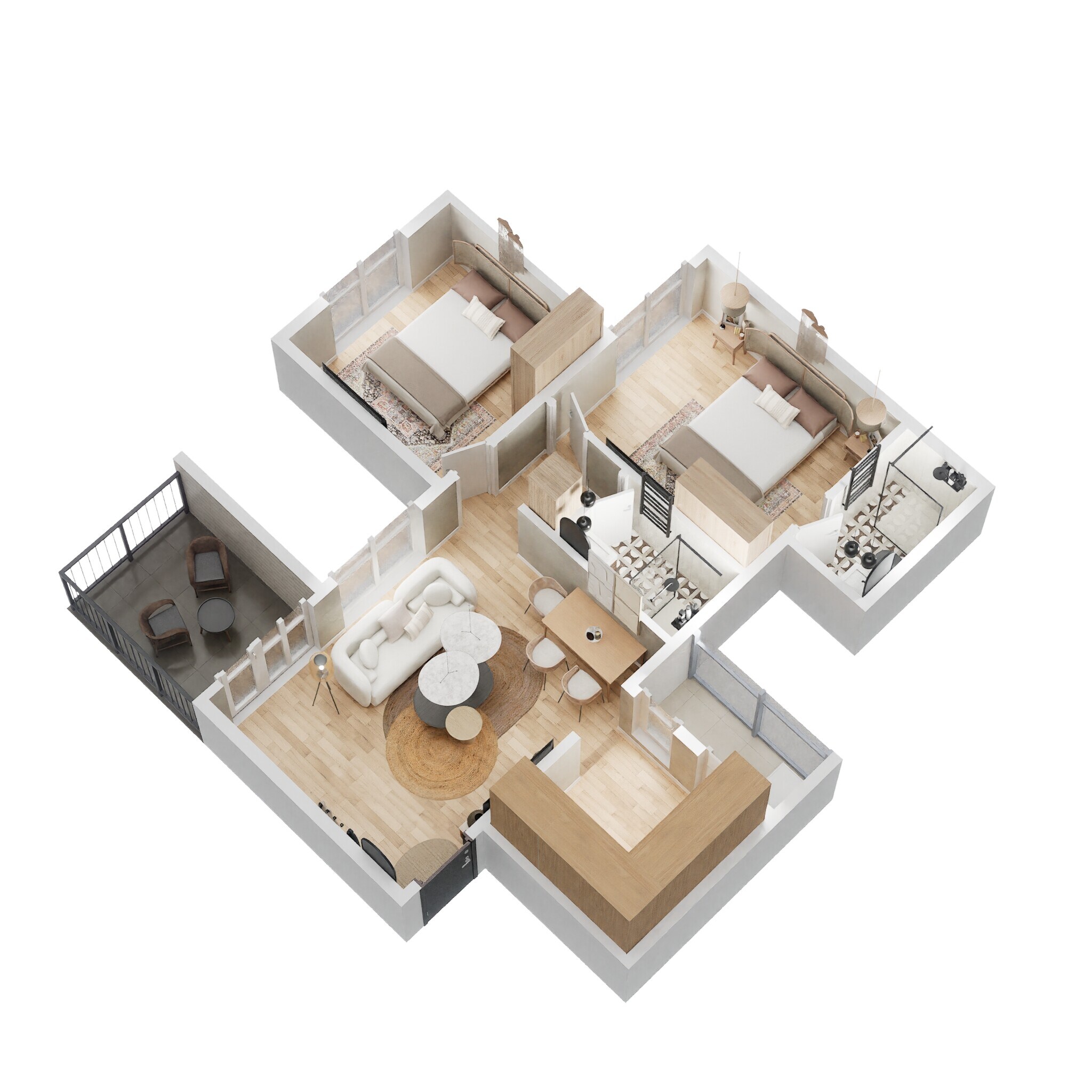 Floor plan of 2 BHK 714 Sq. Ft. Apartment in Krisala 41 Elite 2, Pune