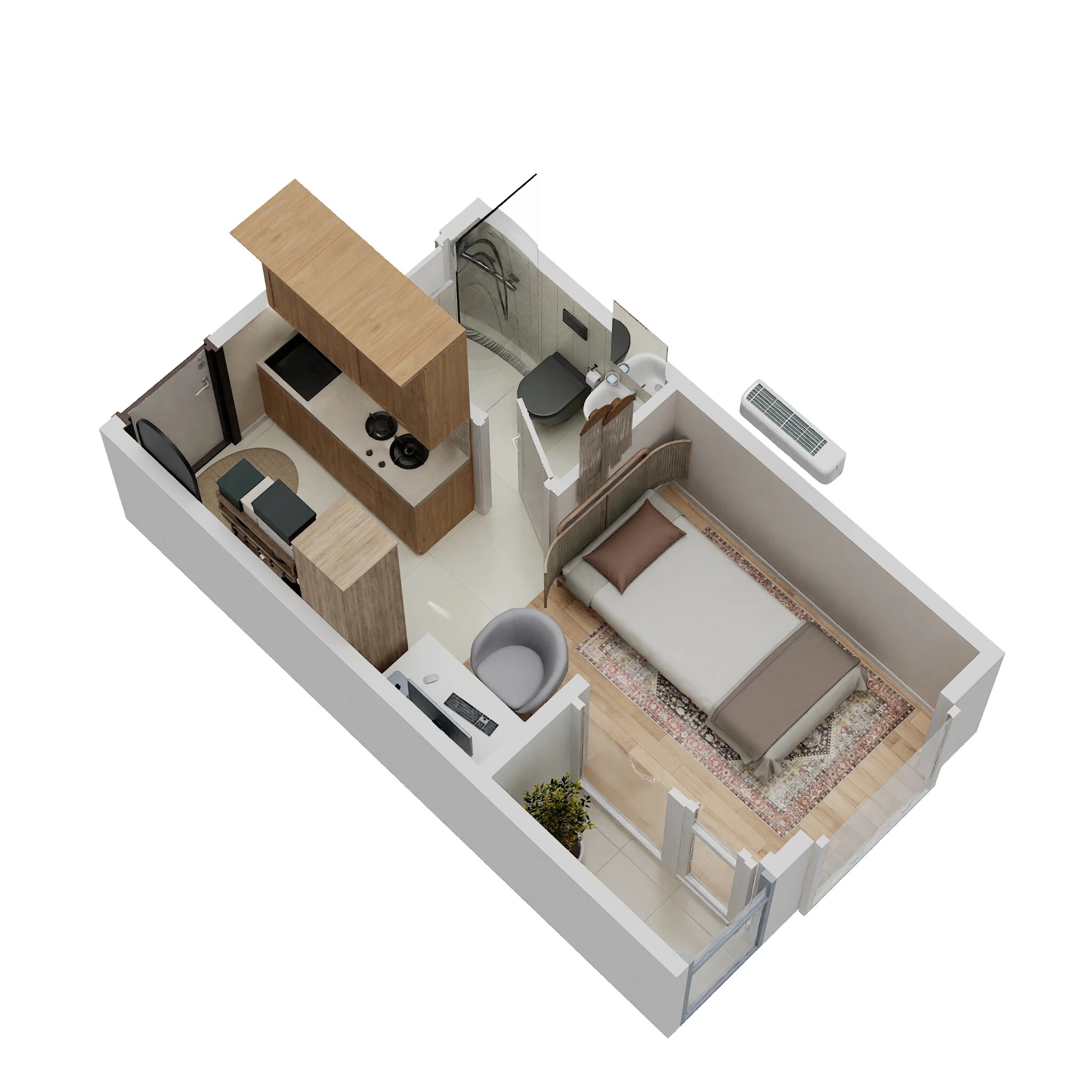 Floor plan of 285 Sq. Ft. Studio in Krisala 41 Westworld, Pune