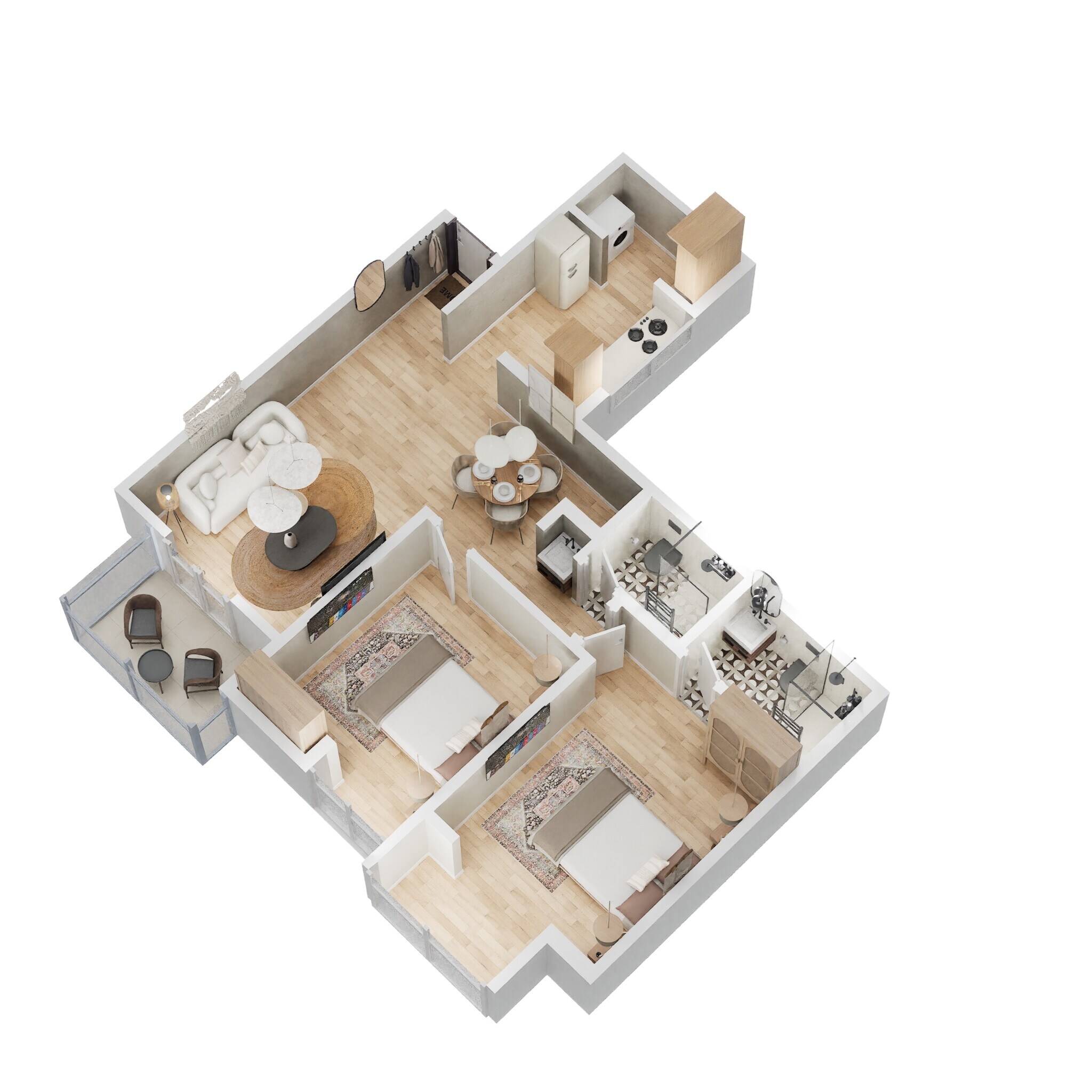 Floor plan of 2 BHK 722 Sq. Ft. Apartment in Krisala 41 Zillenia, Pune