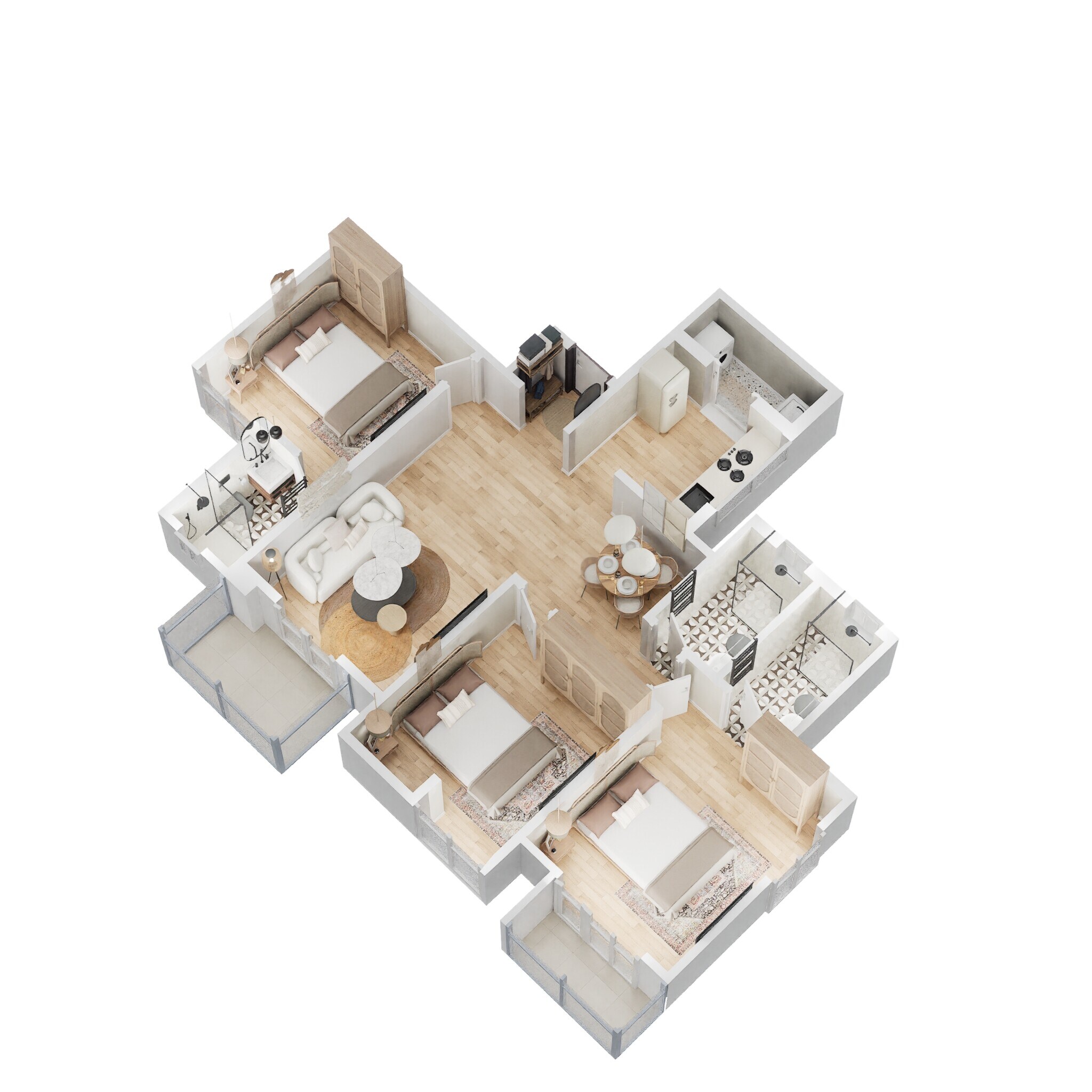 Floor plan of 3 BHK 918 Sq. Ft. Apartment in Krisala 41 Zillenia, Pune