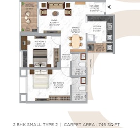 2 BHK 746 Sq. Ft. Apartment in Krisala 41 Zoy
