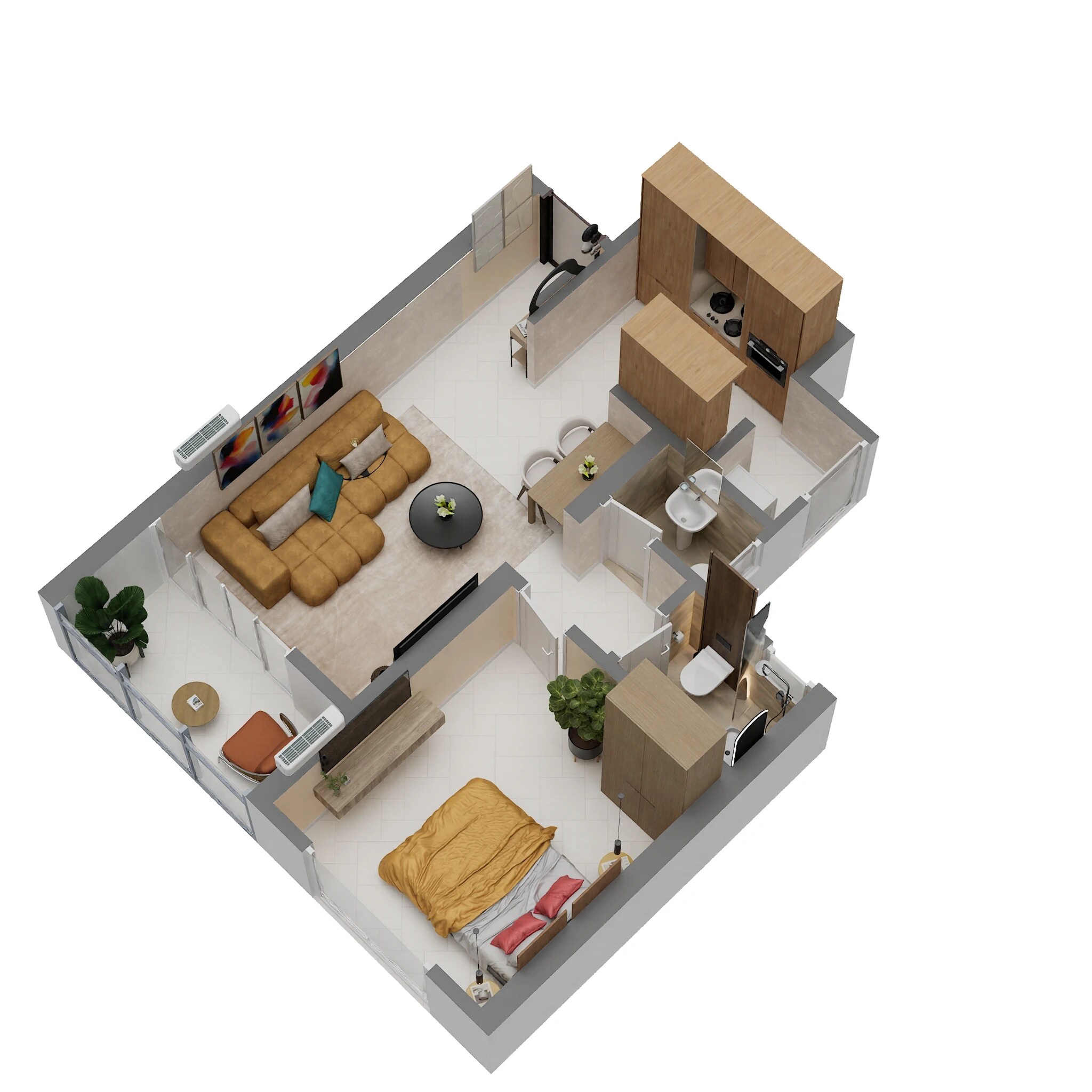 Floor plan of 1 BHK 450 Sq. Ft. Apartment in Krisala Everland, Pune