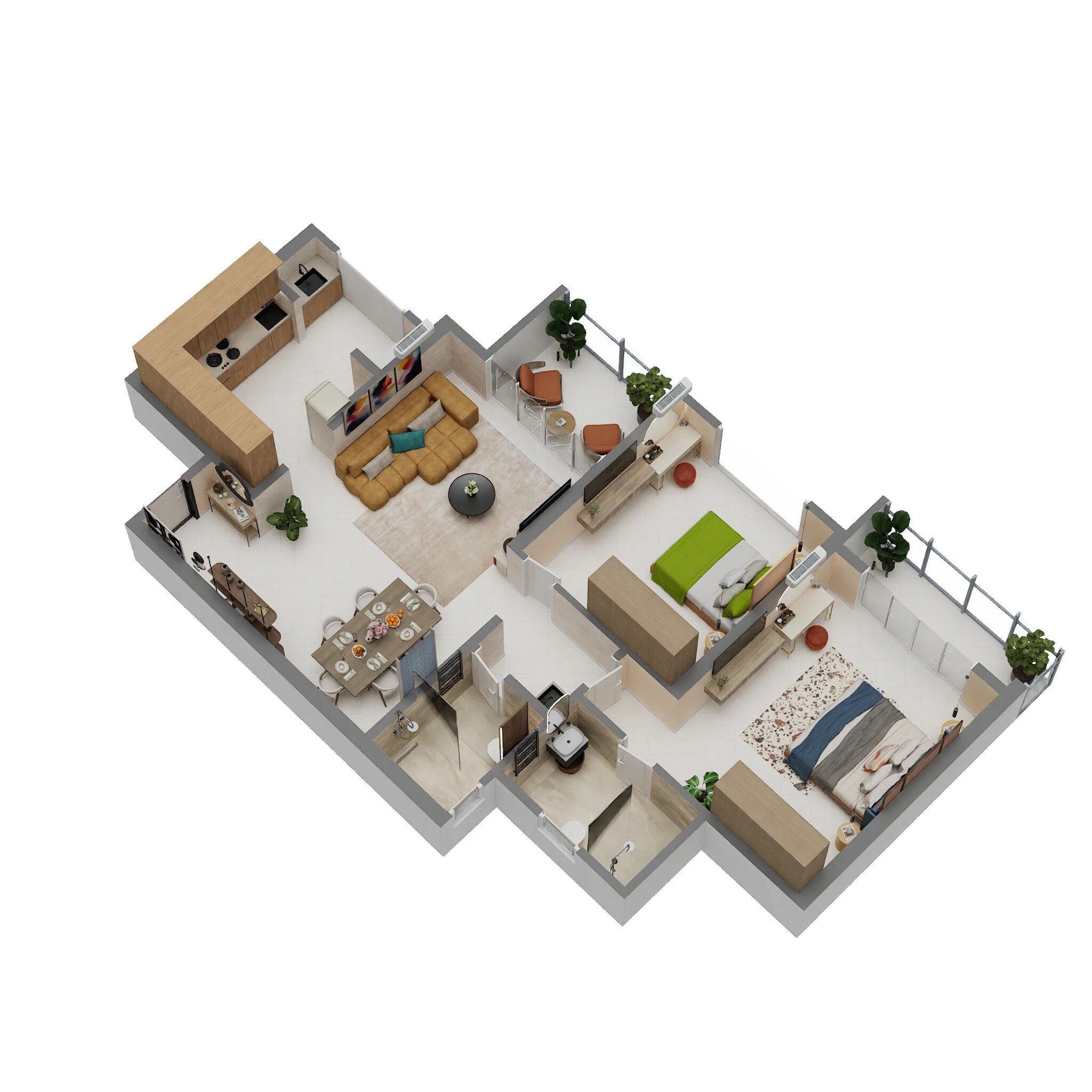 3 BHK 1045 Sq. Ft. Apartment