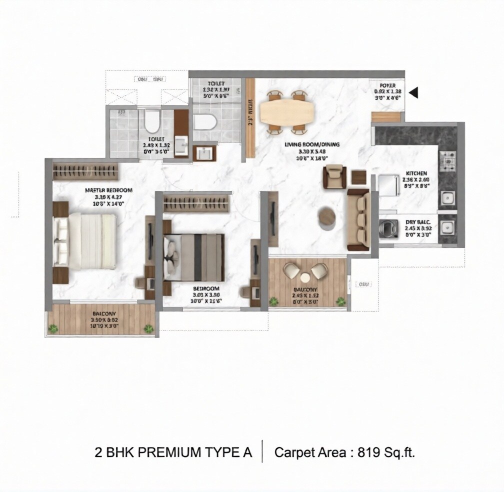 3 BHK 1045 Sq. Ft. Apartment