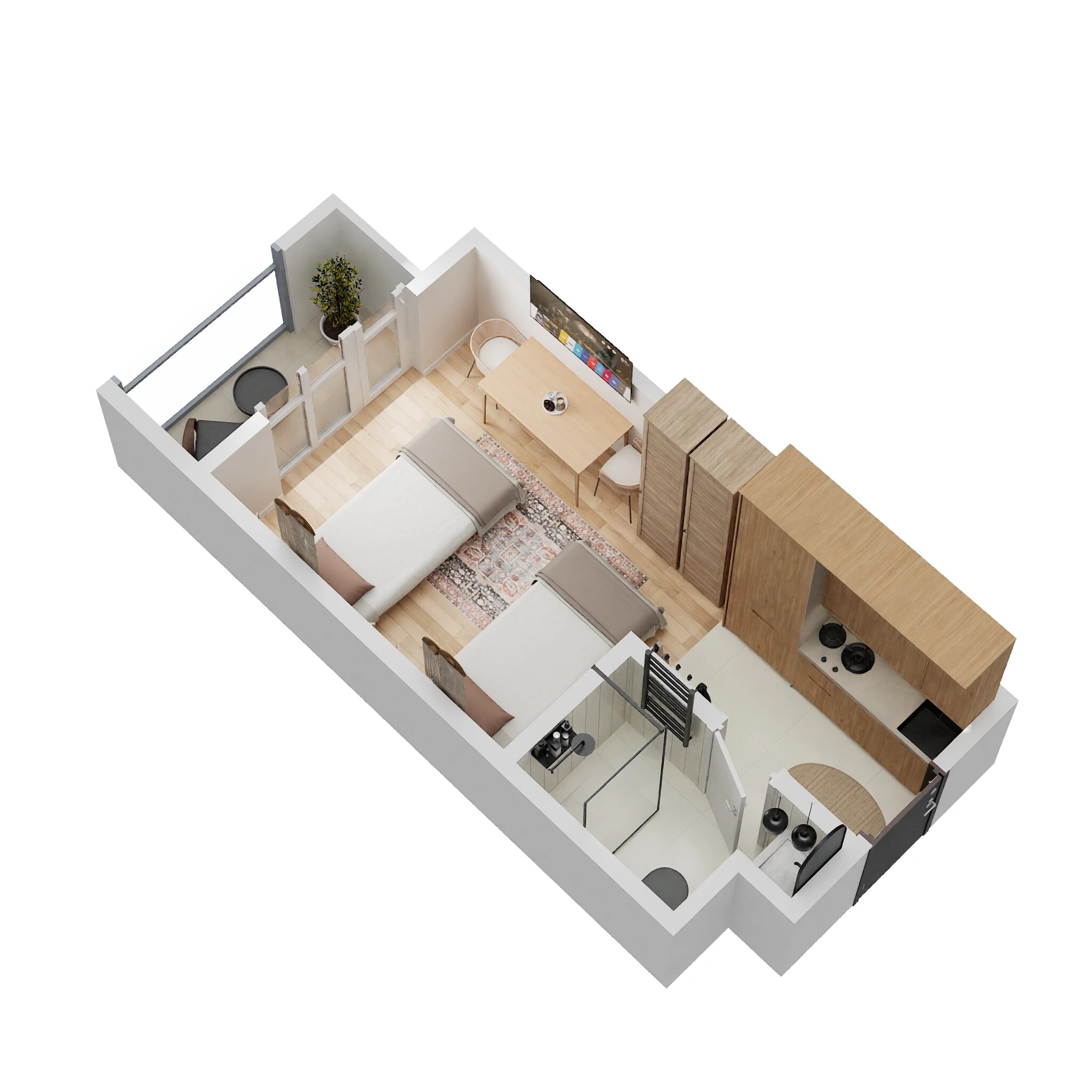 Floor plan of 242 Sq. Ft. Studio in Krisala Shakai, Pune