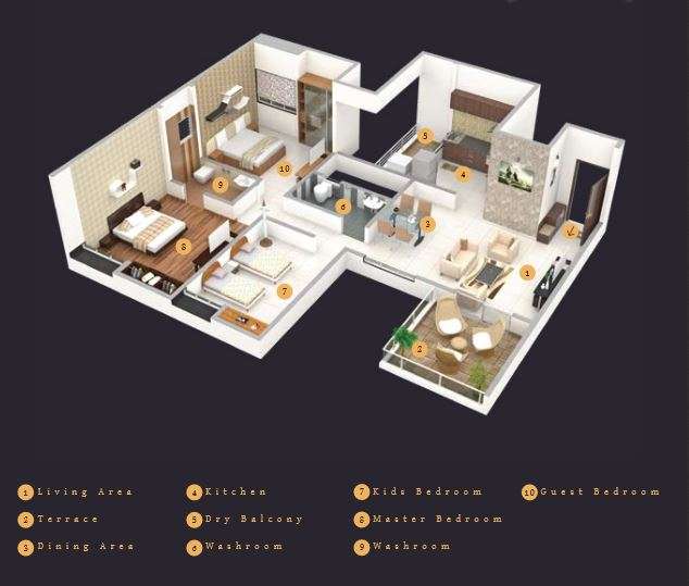 krishna aeropolis phase 3 apartment 2bhk study 865sqft21