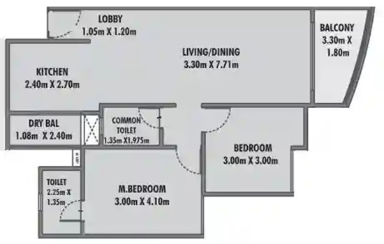 2 BHK 795 Sq. Ft. Apartment in Krishna Fairmont