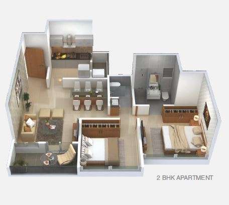 2 BHK 690 Sq. Ft. Apartment in Krisna Nirmaan Amorapolis C Wing