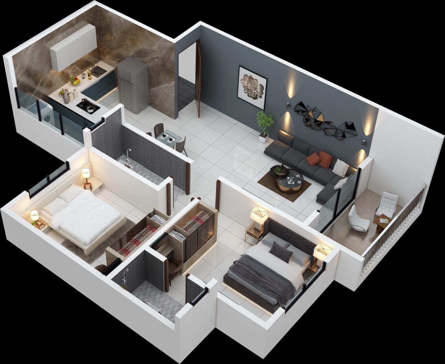 Floor plan of 2 BHK 650 Sq. Ft. Apartment in Krushnarang Youthika, Pune