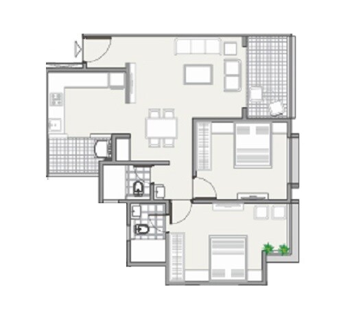 2 BHK 641 Sq. Ft. Apartment