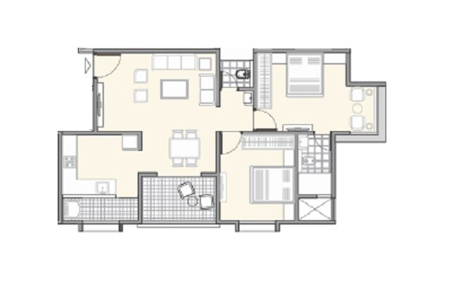 2 BHK 806 Sq. Ft. Apartment