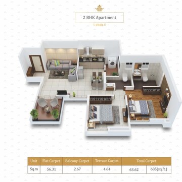  2 BHK Apartment at Kuber Imperia, Wakad – for Rent