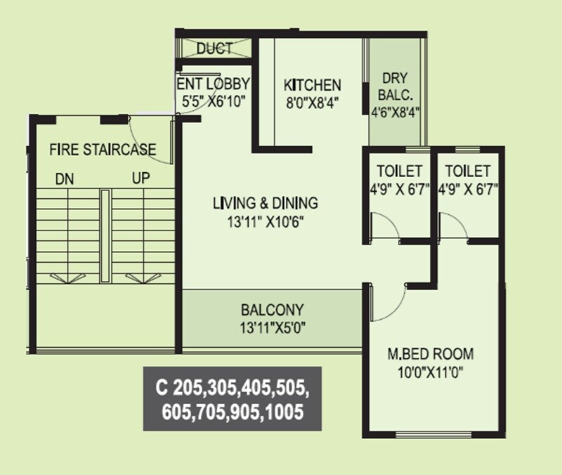Floor plan of 1 BHK 589 Sq. Ft. Apartment in Kudale Park Life, Pune