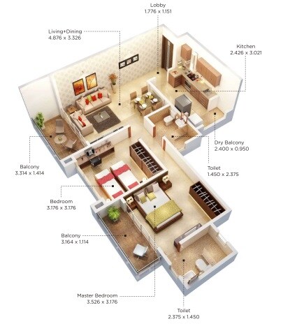  2 BHK Apartment at Kumar 47 East A, Magarpatta City – for Rent