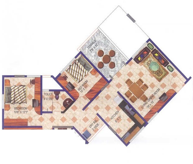 2 BHK 774 Sq. Ft. Apartment