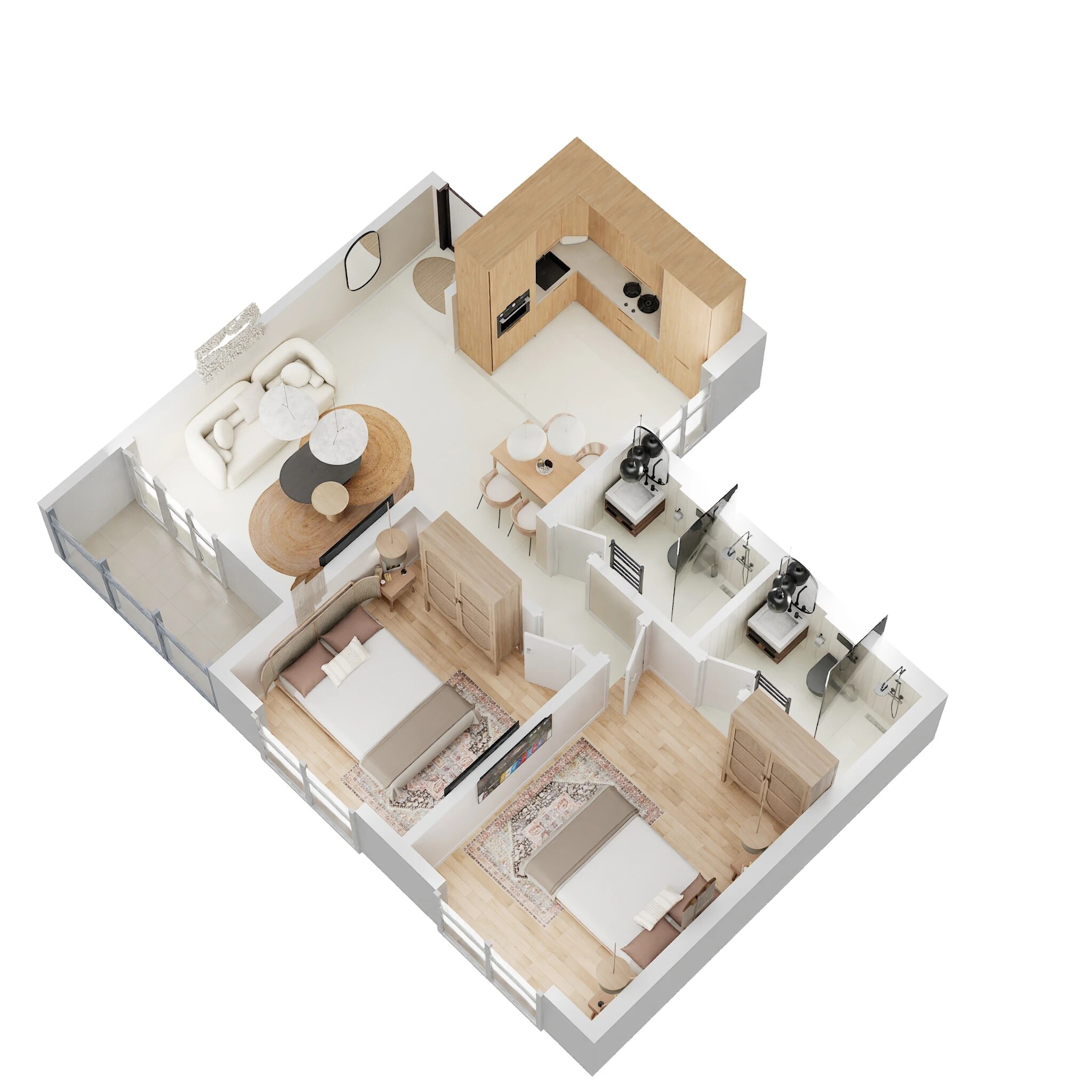 Floor plan of 2 BHK 624 Sq. Ft. Apartment in Kumar Megapolis Shimmer, Pune