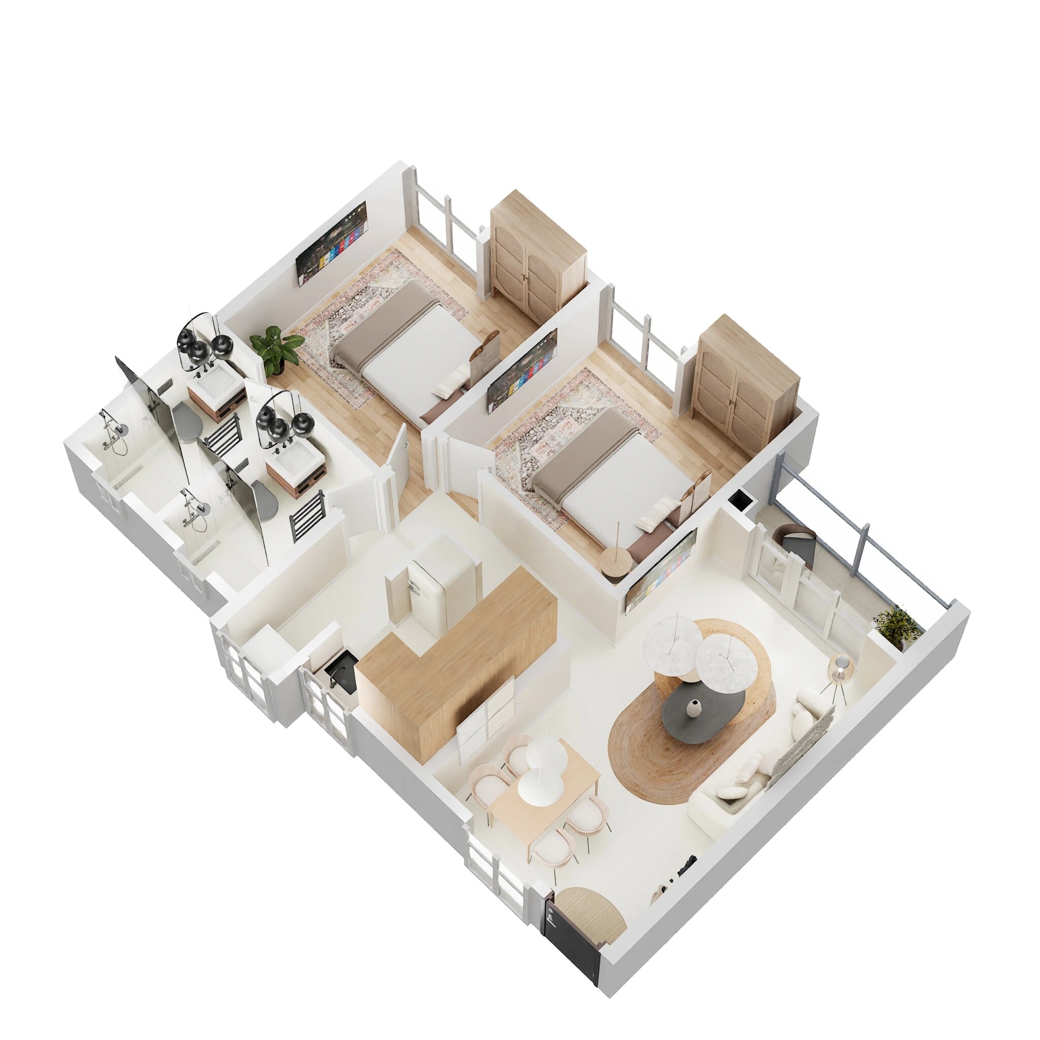 Floor plan of 2 BHK 668 Sq. Ft. Apartment in Kumar Megapolis Shimmer, Pune