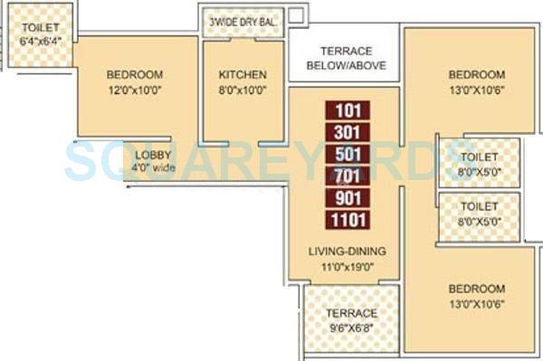 Other, kumar-palmgrove 3 Bedroom 1450 Sq.Ft. Apartment In Kondhwa Pune 9193677