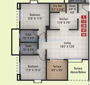 2 BHK 1080 Sq. Ft. Apartment