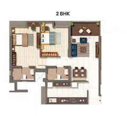 2 BHK 775 Sq. Ft. Apartment in Kumar Parc Residences