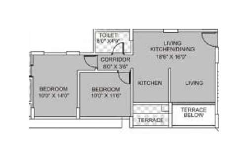 2 BHK 552 Sq. Ft. Apartment in Kumar Park Infinia L2 L3 L4 K4 K5 And J4