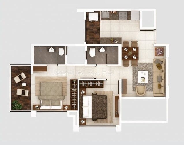 2 BHK 522 Sq. Ft. Apartment