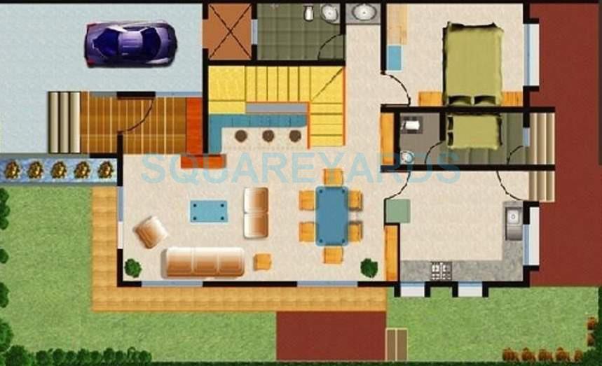 Floor plan of 3 BHK 2355 Sq. Ft. Villa in Kumar Picasso Villa, Pune