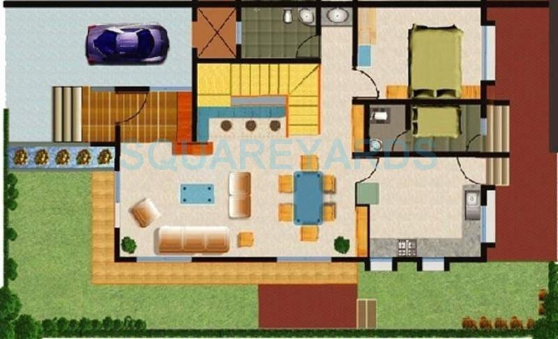 Floor plan of 4 BHK 3220 Sq. Ft. Villa in Kumar Picasso Villa, Pune